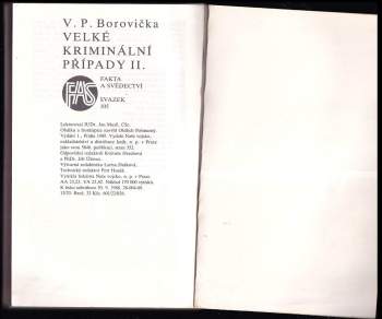 V. P Borovička: Velké kriminální případy