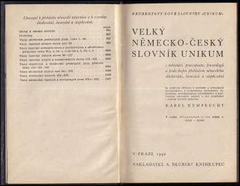 Karel Kumprecht: Velký česko-německý slovník Unikum