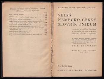 Karel Kumprecht: Velký německo-český slovník Unikum