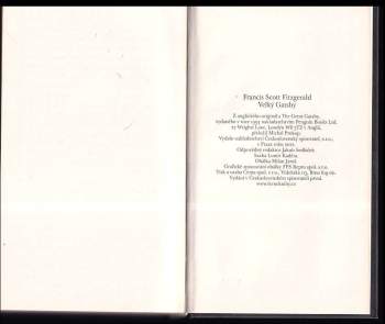 Francis Scott Fitzgerald: Velký Gatsby