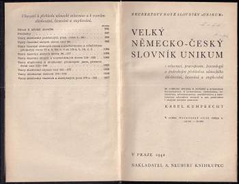 Karel Kumprecht: Velký německo-český slovník Unikum