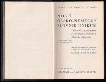 Karel Kumprecht: Velký německo-český slovník Unikum