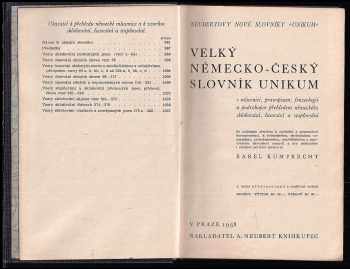 Karel Kumprecht: Velký německo-český slovník Unikum