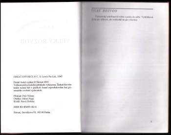 C. S Lewis: Velký rozvod