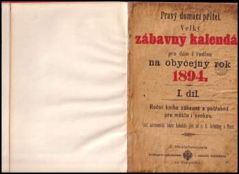 Velký zábavný kalendář pro dům i rodinu na obyčejný rok 1894