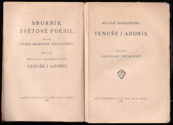 William Shakespeare: Venuše i Adonis
