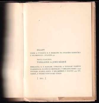 Paul Claudel: Verlaine a jiné básně