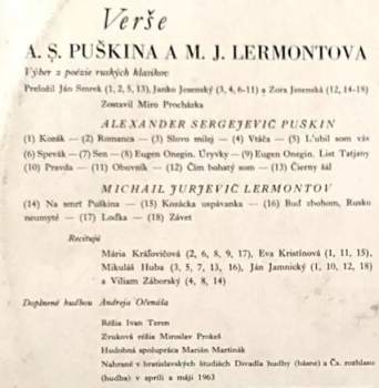 Various: Verše A.S.Puškina A M.J.Lermontova