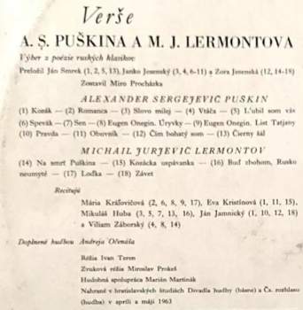 Various: Verše A.S.Puškina A M.J.Lermontova