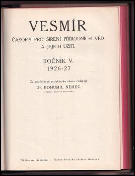 Bohumil Němec: Vesmír - Ročník IV. 1925 - 26 + Ročník V. 1926 - 27