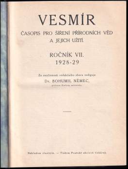 Bohumil Němec: Vesmír - Ročník VII- Čísla 1-10- KOMPLETNÍ
