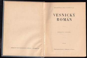 Karolina Světlá: Vesnický román