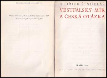 Bedřich Šindelář: Vestfálský mír a česká otázka