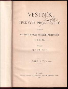 František Bílý: Věstník českých professorů - ročník VIII.