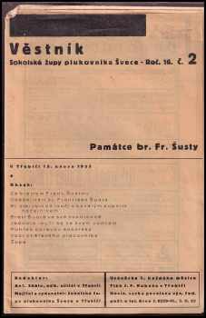 Zprávy Předsednictva Sokolské župy plukovníka Švece za rok 1938