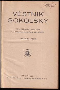 Jan Hiller: Věstník sokolský, ROČNÍK XXIII.