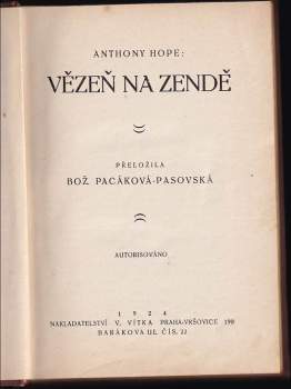Anthony Hope: Vězeň na Zendě