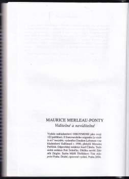 Maurice Merleau-Ponty: Viditelné a neviditelné