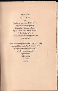Jan Čep: Vigilie