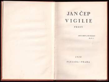 Jan Čep: Vigilie