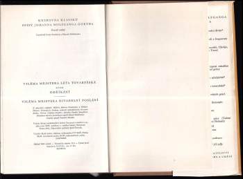 Johann Wolfgang von Goethe: Viléma Meistera léta tovaryšská, aneb, Odříkání ; Viléma Meistera divadelní poslání