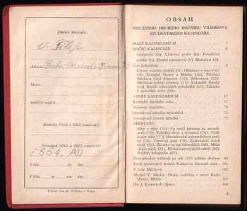 Vilímkův kalendář studentstva Československé republiky na školní rok 1936-1937