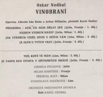 Oskar Nedbal: Vinobraní / Krásná Helena