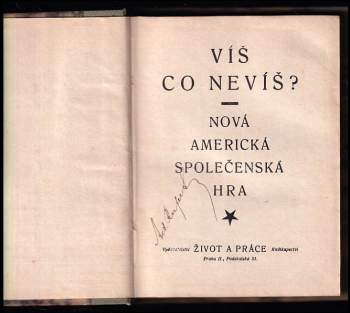 Božena Němcová: Víš, co nevíš? - Nová americká společenská hra + Karla - obrázek z okolí domažlického + O choleře a jiných nakažlivých chorobách v době válečné a boji proti nim
