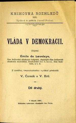 Émile De Laveley: Vláda v demokracii