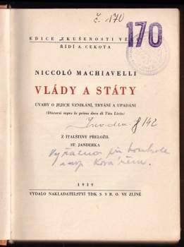 Niccolò Machiavelli: Vlády a státy