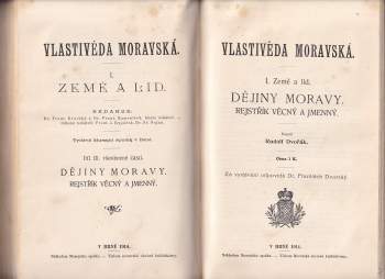Rudolf Dvořák: Vlastivěda moravská : Dějiny Moravy od nejstarších dob až do r. 1848 - 5. kniha + Rejstřík věcný a jmenný