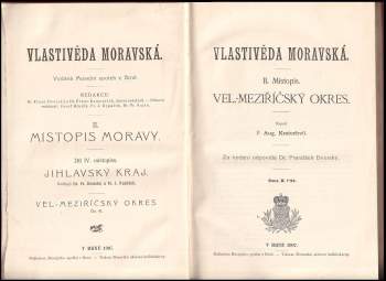 Augustin Kratochvíl: Vlastivěda moravská, II. místopis : Vel.-Meziříčský okres