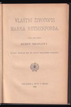 Mark Rutherford: Vlastní životopis Marka Rutherforda