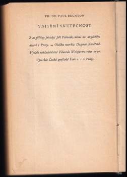 Paul Brunton: Vnitřní skutečnost