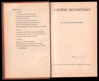 Paul Brunton: Vnitřní skutečnost