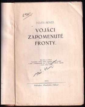 Vojta Beneš: Vojáci zapomenuté fronty