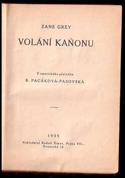 Zane Grey: Volání kaňonu