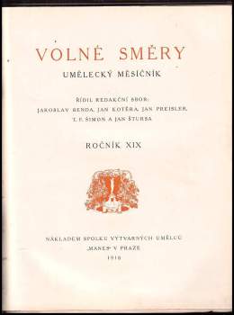 Jaroslav Benda: Volné směry Ročník XIX