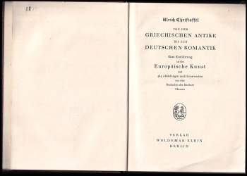 Ulrich Christoffel: Von der griechischen Antike bis zur deutschen Romantik