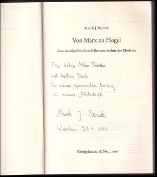 Marek Jan Siemek: Von Marx zu Hegel