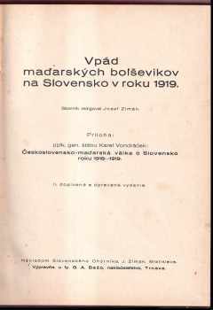 Karel Vondráček: Vpád maďarských boľševikov na Slovensko v roku 1919