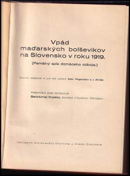 Rudolf Medek: Vpád maďarských boľševikov na Slovensko v roku 1919