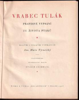 Vrabec tulák : pravdivé vypsání ze života ptáků