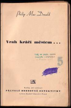 Philip MacDonald: Vrah kráčí městem