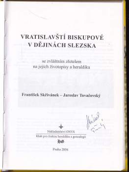 František Skřivánek: Vratislavští biskupové v dějinách Slezska