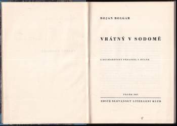 Bojan Bolgar: Vrátný v Sodomě