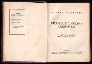Agatha Christie: Vražda milionáře Ackroyda