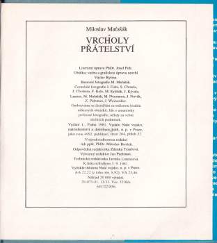 Miloslav Maťašák: Vrcholy přátelství