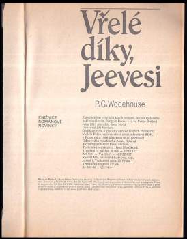 P. G Wodehouse: Vřelé díky, Jeevesi