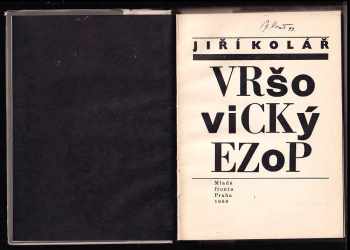 Jiří Kolář: Vršovický Ezop - PODPIS JIŘÍ KOLÁŘ